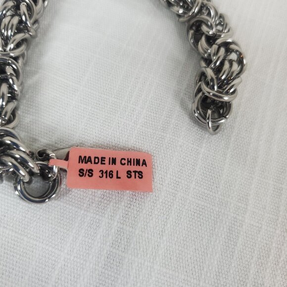 Byzantine Link Stainless Steel Heavy Link Bracelet 316L S/S STS NWT - Picture 2 of 7